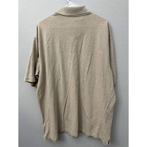 Foundry Mens Shirt 2XLT Polo Short Sleeve Beige Cotton Casual Collar Button - Picture 2 of 3